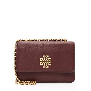 Tory Burch Britten Lg Pebbled Leather Adjustable Shoulder Bag (Burgundy/Purple)